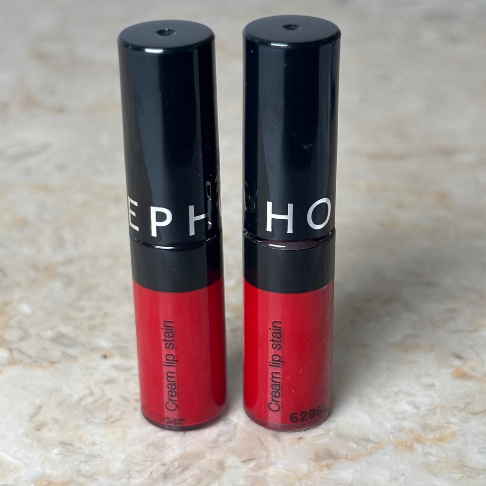 Sephora Cream Lip Stain 01 Always Red Mini 1.3ml Set of 2 Matte Liquid Lipstick